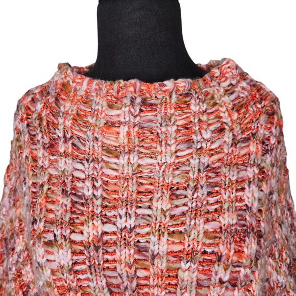 FREE PEOPLE Confetti Sweater Chunky Knit Mock Neck Cropped Large - Picture 2 of 8